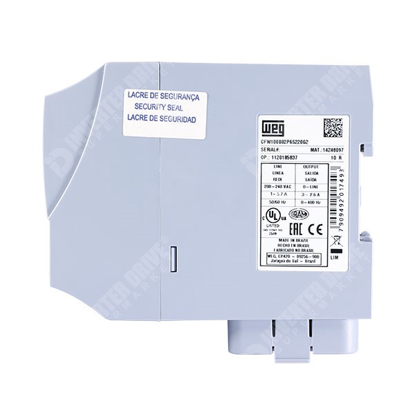 Photo of WEG CFW100 G2 IP20 0.37kW 230V 1ph to 3ph AC Inverter Drive, Unfiltered