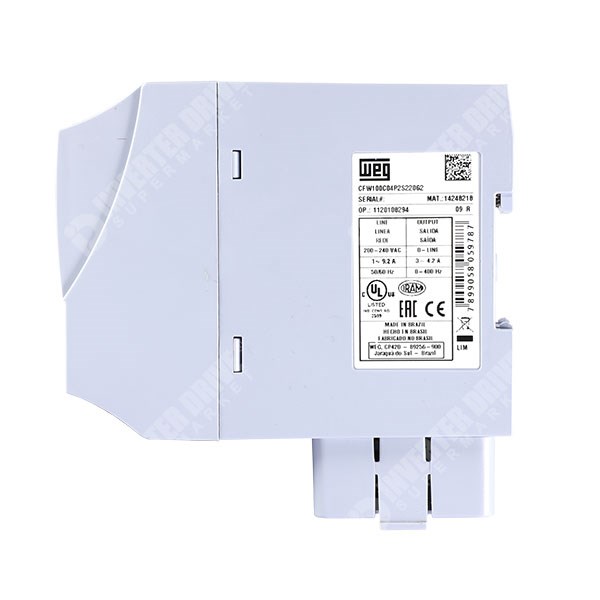 Photo of WEG CFW100 G2 IP20 0.75kW 230V 1ph to 3ph AC Inverter Drive, Unfiltered