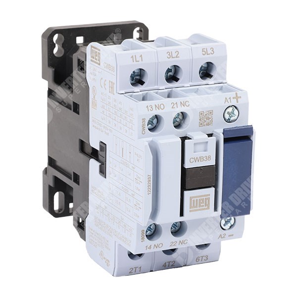 Photo of WEG CWB38 38A/50A 18.5kW/22kW 3 Pole Contactor, 1NO+1NC Aux, 24V AC Coil