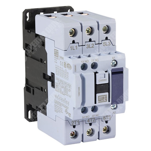 Photo of WEG CWB80 80A/110A 37kW/55kW 3 Pole Contactor, 1NO+1NC Aux, 24V DC Coil