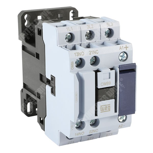 Photo of WEG CWB9 9A/25A 4kW/11kW 3 Pole Contactor, 1NO+1NC Aux, 24V DC Coil