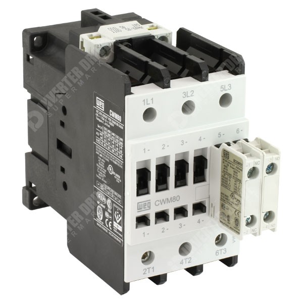 Photo of WEG CWM80 – 80A/110A 37kW/55kW 3 Pole Contactor, 1NO+1NC Aux, 110V AC Coil