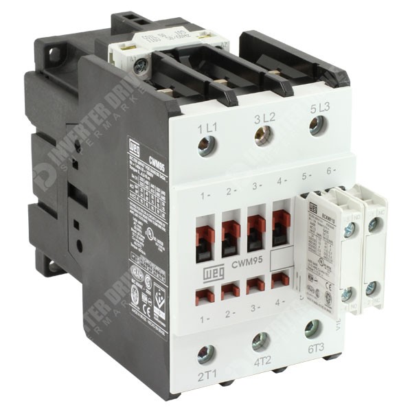 Photo of WEG CWM105 – 105A/140A 55kW/75kW 3 Pole Contactor, 1NO+1NC Aux, 110V AC Coil